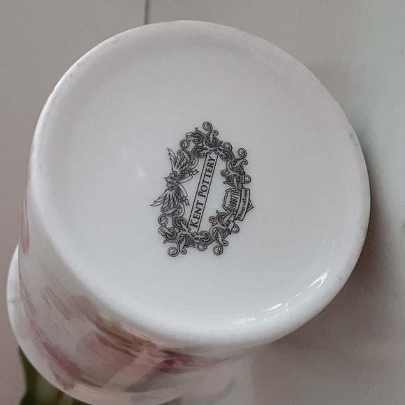 Kent Pottery Pink Roses Tan Leaves 8 oz Cup Mug Cottagecore - Picture 5 of 6